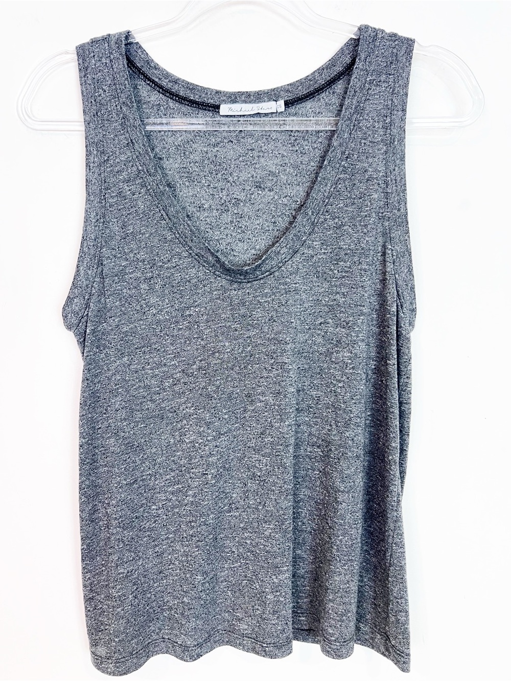 MICHAEL STARS GRAY BLUE SPACE DYE SCOOP NECK TANK TOP SZ ONE SIZE